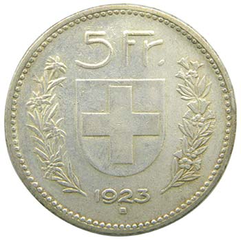 Suiza  5 Francs 1923 B (km#37) ... 