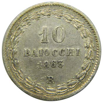 Vaticano 10 Baiocchi 1863 XVII R. ... 
