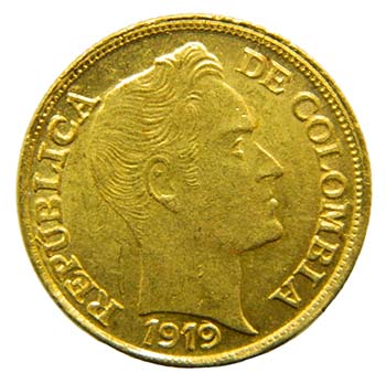 Colombia 1919. 5 pesos. (km#201.1) ... 
