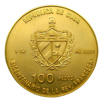 Cuba 1989. 100 pesos (km#319). ... 