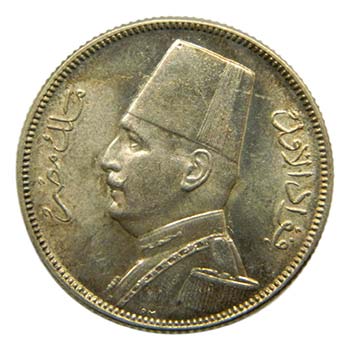 Egipto AH-1348-1929. 5 Piastres ... 