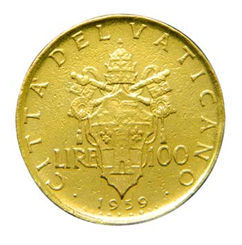 Vaticano 1959. 100 liras. Joannes ... 