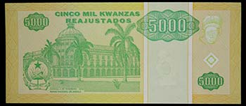 Angola. 5,000 kwanzas Reajustados. ... 