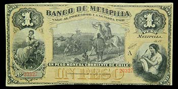 Chile. 1 peso. 1879. BANCO DE ... 