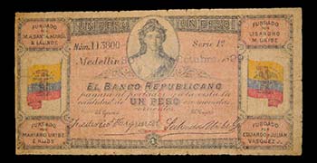 Colombia. 1 peso. 30.10.1899. EL ... 