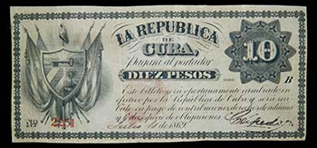 Cuba. 10 pesos. 1869. Signature ... 