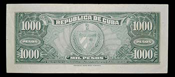 Cuba. 1000 pesos. 1950. #A040177A. ... 