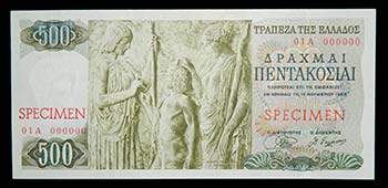 Grecia. 500 drachmai. 1.11.1968. ... 