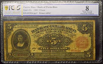 Puerto Rico. 5 dólares. 1.7.1909. ... 