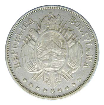 Bolivia. Boliviano. 1874 FE. ... 