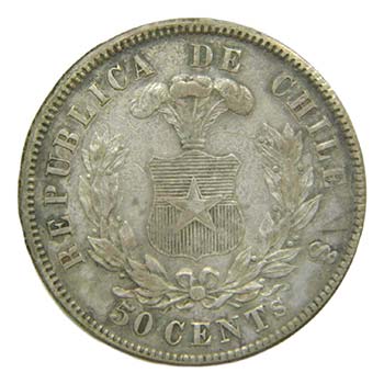 Chile. 50 centavos. 1870. ... 