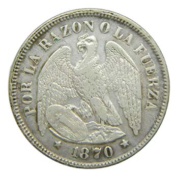 Chile. 50 centavos. 1870. ... 