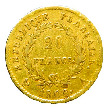 Francia. 20 francos. 1808 A. ... 