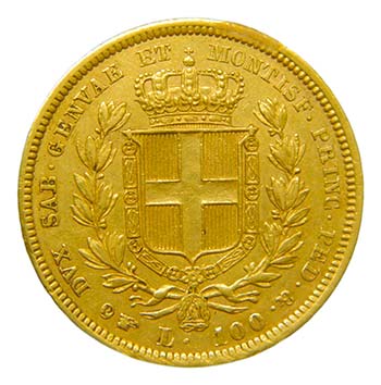 Italia. Cerdeña. 100 liras. 1834 ... 