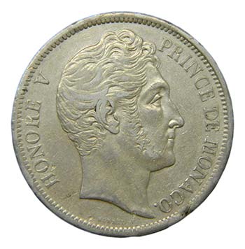 Mónaco. 5 Francs. 1837 M. (KM#96) ... 