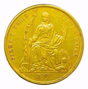 Perú. 8 escudos. 1863 YB. ... 