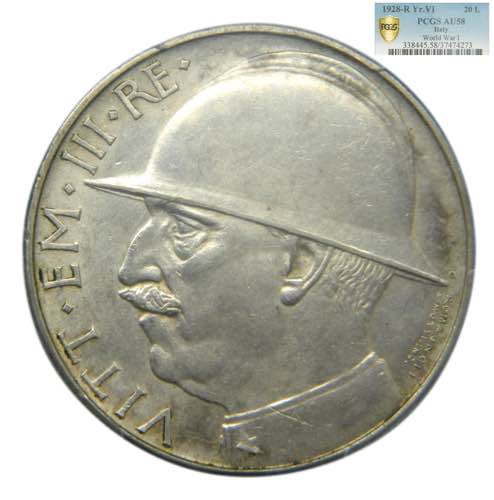 Italia . 20 lire 1928 R Yr VI . ... 