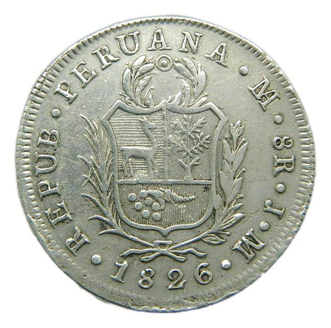 Peru 8 reales 1826 JM Lima . ... 