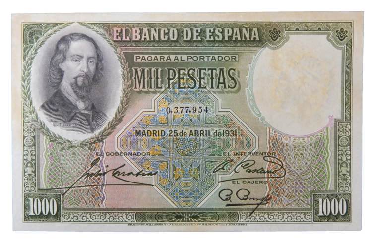 ESPAÑA.  1000 pesetas 1931. José ... 