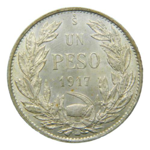 CHILE. 1917. 1 peso. (KM#152.4). ... 