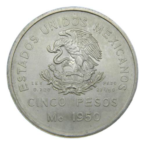 MEXICO. 1950. 5 pesos. (KM#466). ... 