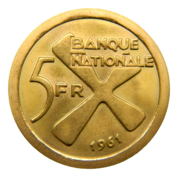 KATANGA. 1961. 5 francos. (KM#2a). ... 