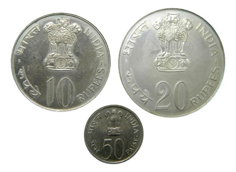 INDIA. Republica. Set 3 monedas 20 ... 