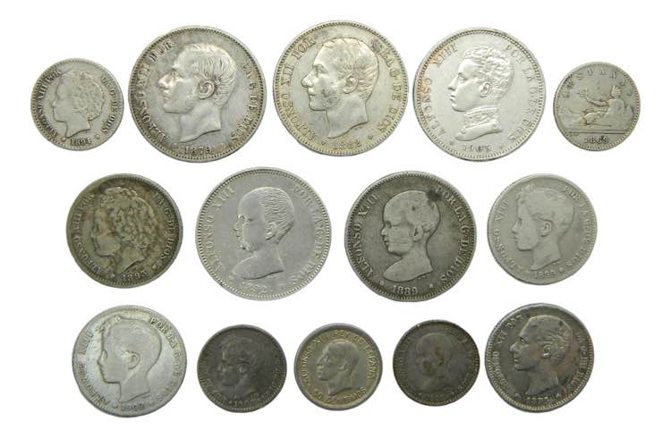 Lote 14 Monedas Alfonso XII-XIII y ... 