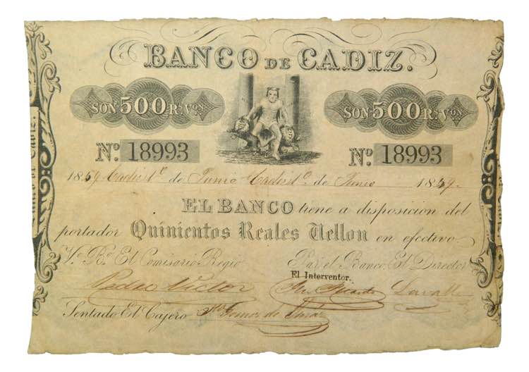 Banco de Cádiz Junio de 1859. 500 ... 