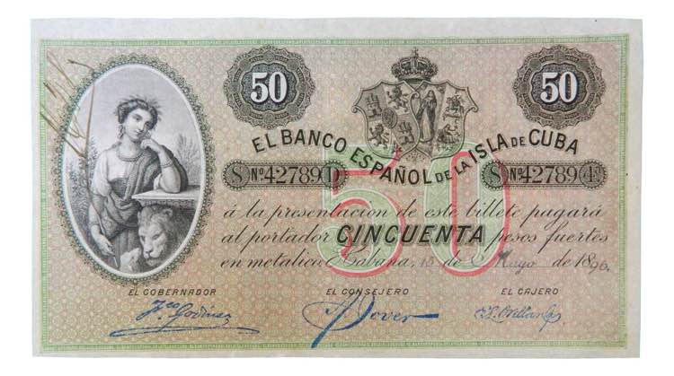 CUBA 50 pesos. 15 de mayo 1896. ... 