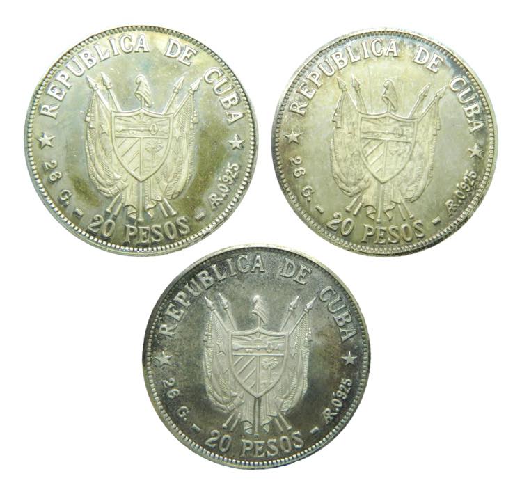 CUBA. LOTE 3 piezas 20 pesos 1977. ... 