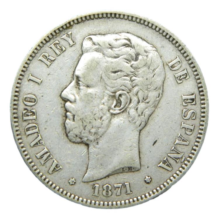 Amadeo I (1871-1873). 5 pesetas ... 