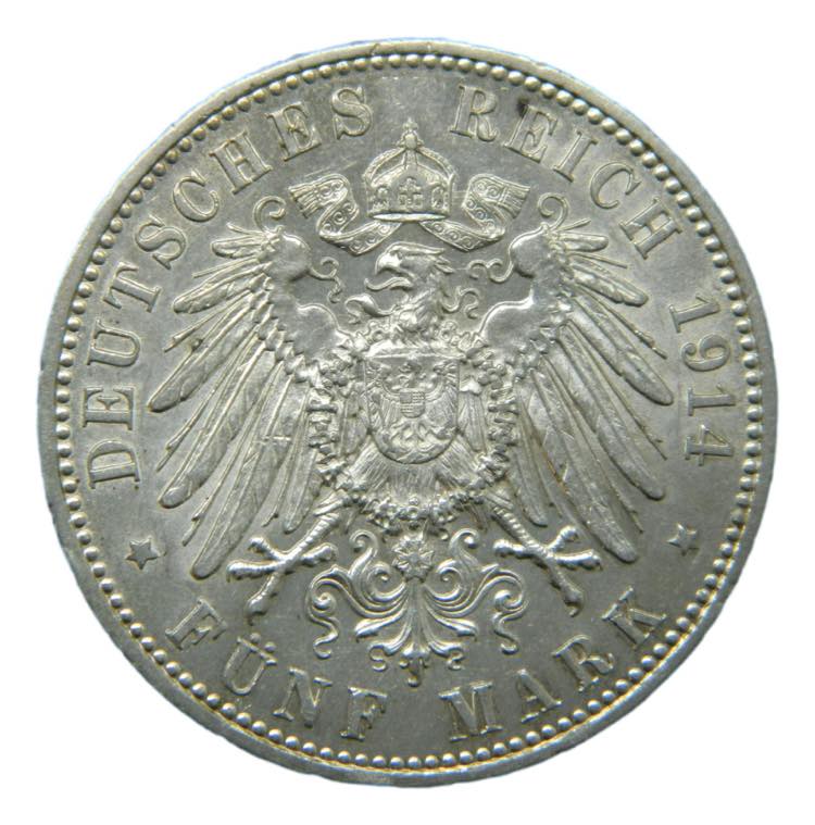 GERMANY Prussia 5 mark 1914. ... 