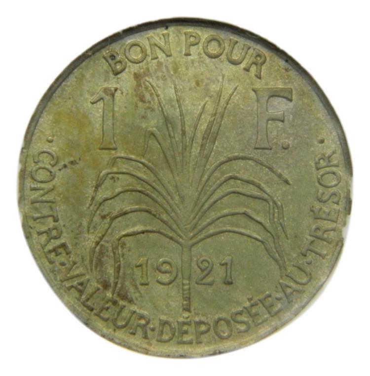 GUADELOUPE. 1921. 1 Franc (km#46) ... 