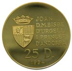 Andorra. 25 diners. 1994. KM#96. Au 7,77 gr. ... 