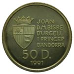 Andorra. 50 diners. 1991. KM#70. Au 13,34 ... 