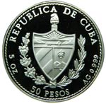 Cuba. 50 pesos. 1994. KM#504. Ag 155,52 gr. ... 