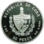 Cuba. 50 pesos. 1995. KM#485. Ag 155,52 gr. ... 