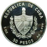 Cuba. 50 pesos. 1995. KM#487. Ag 155,52 gr. ... 