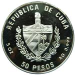 Cuba. 50 pesos. 1995. KM#488. Ag 155,52 gr. ... 