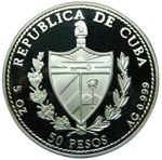 Cuba. 50 pesos. 1996. KM#559. Ag 155 gr. 999 ... 