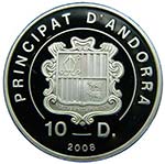 Andorra. 10 diners. 2008. (km#273). Ag 28,28 ... 
