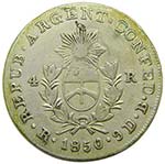 Argentina. 4 reales. 1850 RB. (km#20). La ... 
