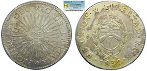 Argentina. 8 Reales. 1832 RA P. PCGS Genuine ... 
