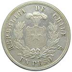 Chile. 1 Peso. 1882. Santiago. (km#142.1). ... 