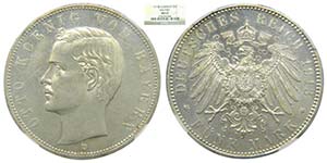 Alemania.  Bavaria. 5 Mark. 1913 D. Otto. ... 