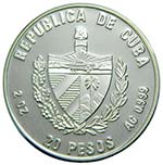 Cuba. 20 Pesos. 2000. 62,29 gr. ag. ... 