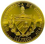 Cuba. 100 pesos. 1991. (km#569). 31.1 gr Au ... 