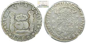 CARLOS III. 4 Reales. 1769 P. Guatemala. ... 