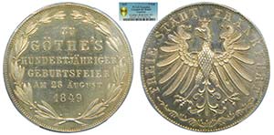 Alemania. Frankfurt. 2 Gulden. 1849.  ... 